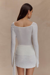 Elowen Knit Cowl Long Sleeve Top - White